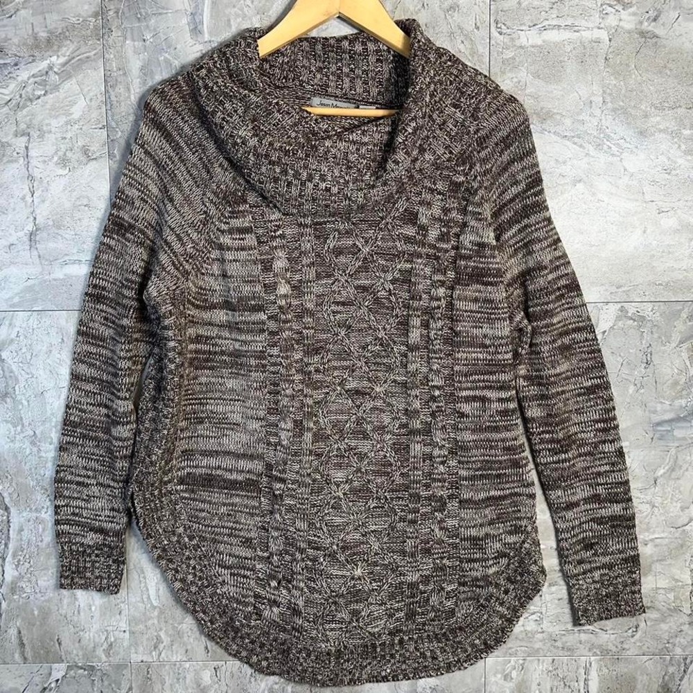Brown & black‎ sweater with a cowl neck Turtle Neck Woman's Small  Jason Maxwell